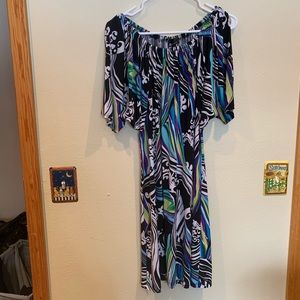 Bright Summer Dress with Cold Shoulder Details